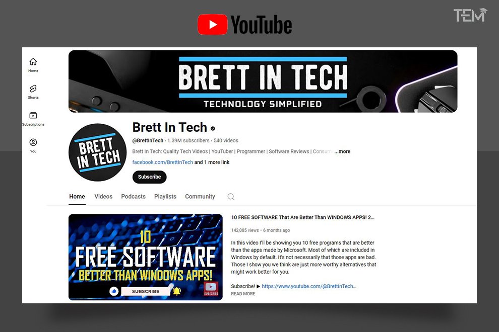 best YouTube channels Brett In Tech