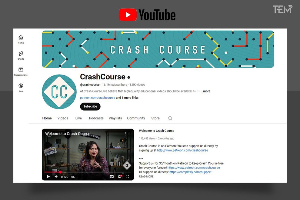 Best YouTube Channels CrashCourse